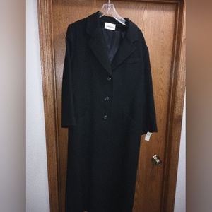 New Black Notch Collar Long Camel Hair Coat